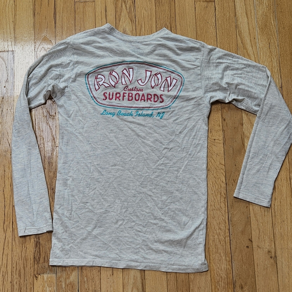 Ron Jon Off-White Long Sleeve with Pink and Teal Logo